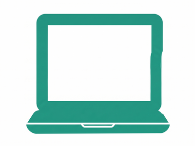 Green outline of a laptop on a white background